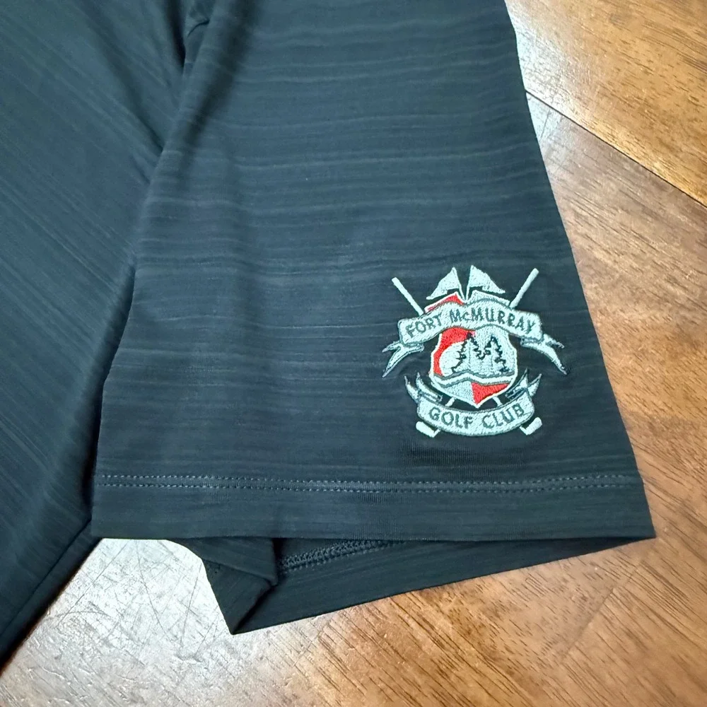 Nike Golf Polo Mens XL Black Tiger Woods Collection Dri-FIT Fort McMurray Logo